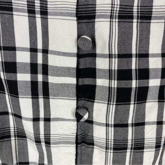 Loft Plaid Long Sleeve Peasant Blouse Medium Black White - Picture 6 of 12